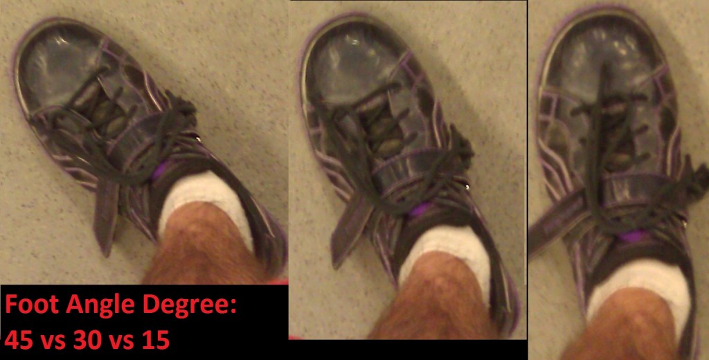 Take whichever foot angle best facilitates getting your knees out.