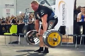 Benedikt Magnusson, strongman, holds the all-time world record deadlift at 1015.