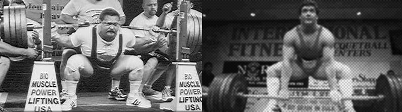 The Great Ed Coan demonstrates the wide stance, low bar squat combined with the sumo deadlift.