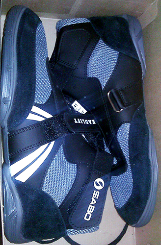 My new pair of SABO Deadlift Shoes... still fresh in the box at the time.