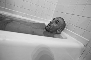 This is a hot bath. Typically only the mouth and nose are out of the water.